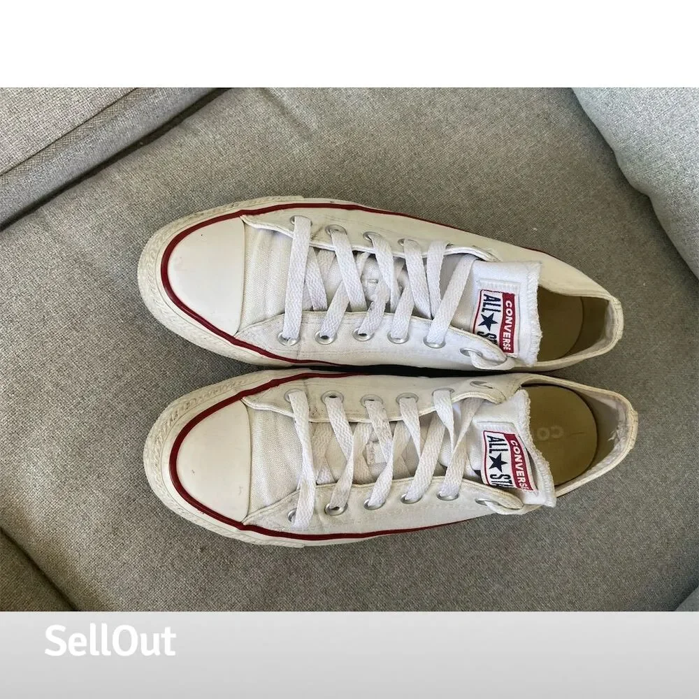 Converse Chuck Taylor All Star Low Top White Canvas Sneakers Unisex 6